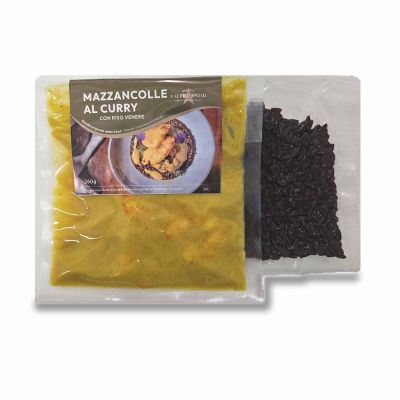 Mazzancolle al Curry e Riso Venere